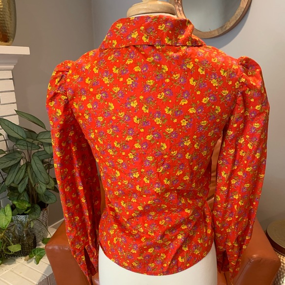 Red Prarie High Collar Button Up - Picture 2 of 5